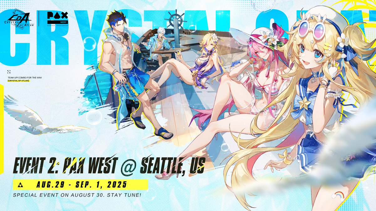 🎁 𝐏𝐀𝐗 𝐖𝐄𝐒𝐓 𝐅𝐫𝐞𝐞 𝐓𝐢𝐜𝐤𝐞𝐭𝐬 𝐆𝐢𝐯𝐞𝐚𝐰𝐚𝐲 🎁
We are in PAX WEST from August 29 to September 1 in Seattle, US! Hope to see you my dear adventurers at our booth!
📍 NA/SA &amp; EU: coau.onelink.me/Kb3c/nfndjib3

Time: August 29 - September 1
Evergreen events: you can