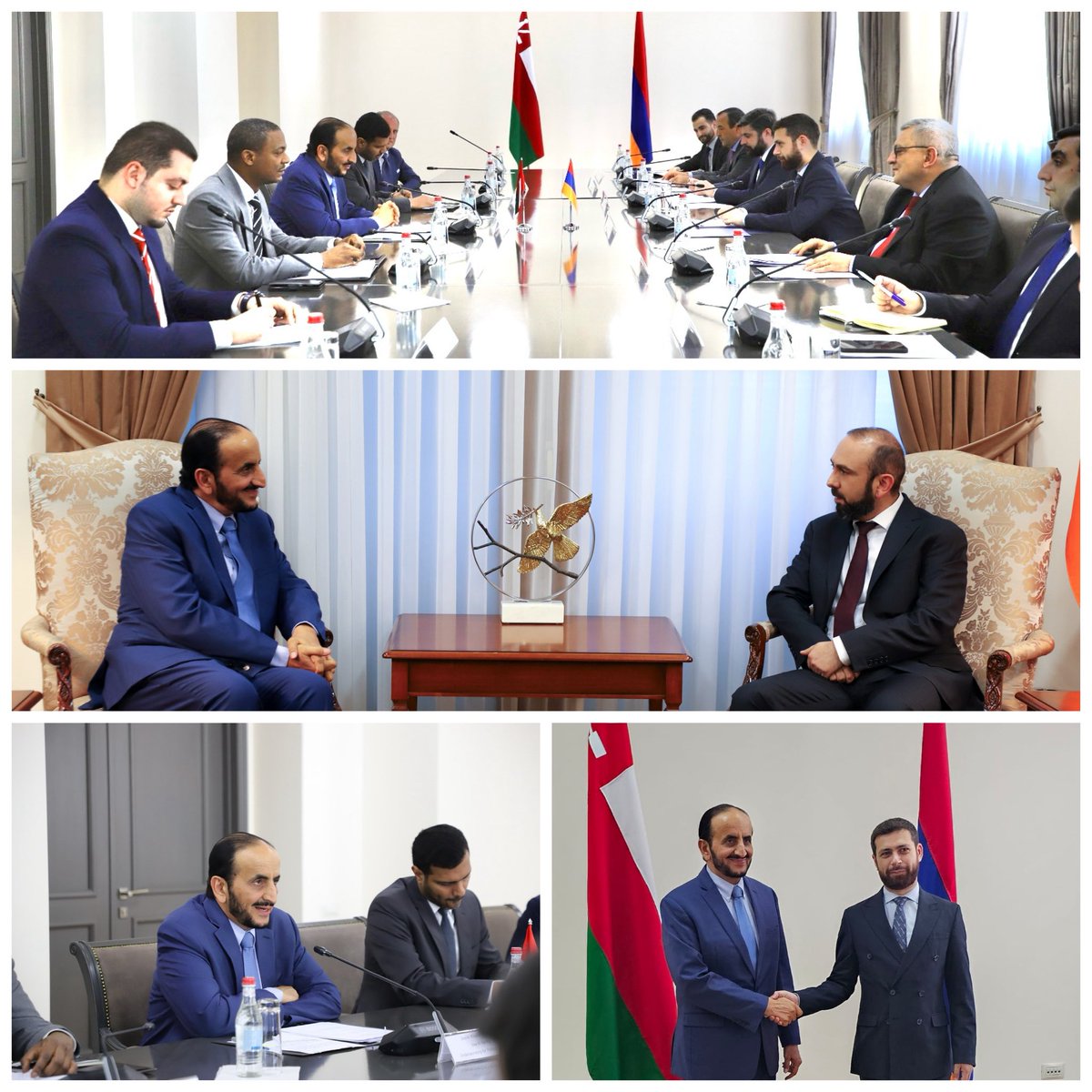 مشاورات سياسية مع ارمينيا ولقاء مع معالي وزير الخارجية، الإعراب عن التقدير لخطوة جمهورية ارمينيا الصديقة بفتح سفارة في مسقط وإعفاء العمانيين من التأشيرة 
 🇦🇲 🇴🇲 
Political consultation with Armenia , and meeting the Foreign Minister, thanking the Republic of Armenia for Opening