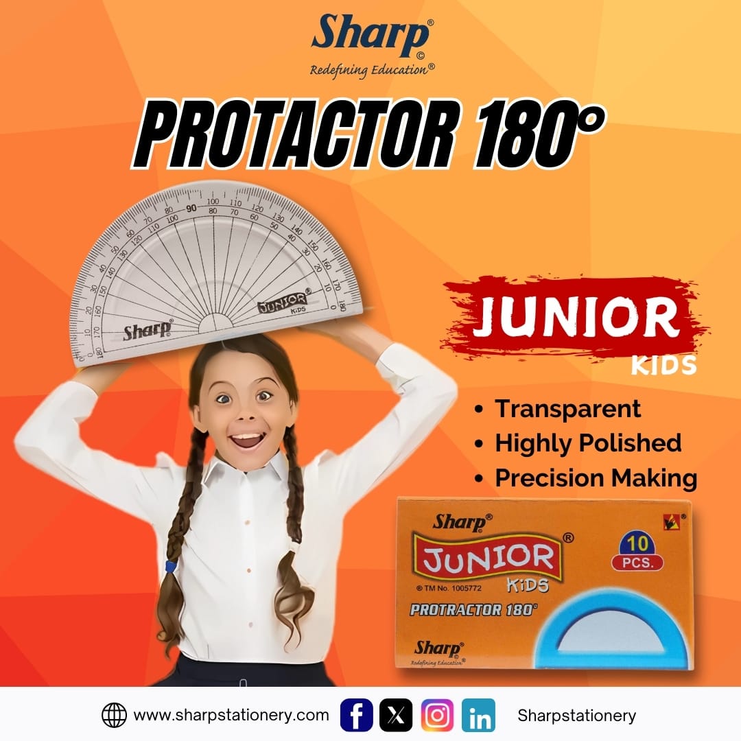 sharpstationer's tweet image. 📏✨ Learning angles just got more fun with Sharp Junior Kids Protractor 180°!

#SharpStationery #JuniorKids #Protractor #BackToSchool #StationeryLove 

🌐 sharpstationery.com
📌 Follow us: Sharpstationery on Facebook | X | Instagram | LinkedIn