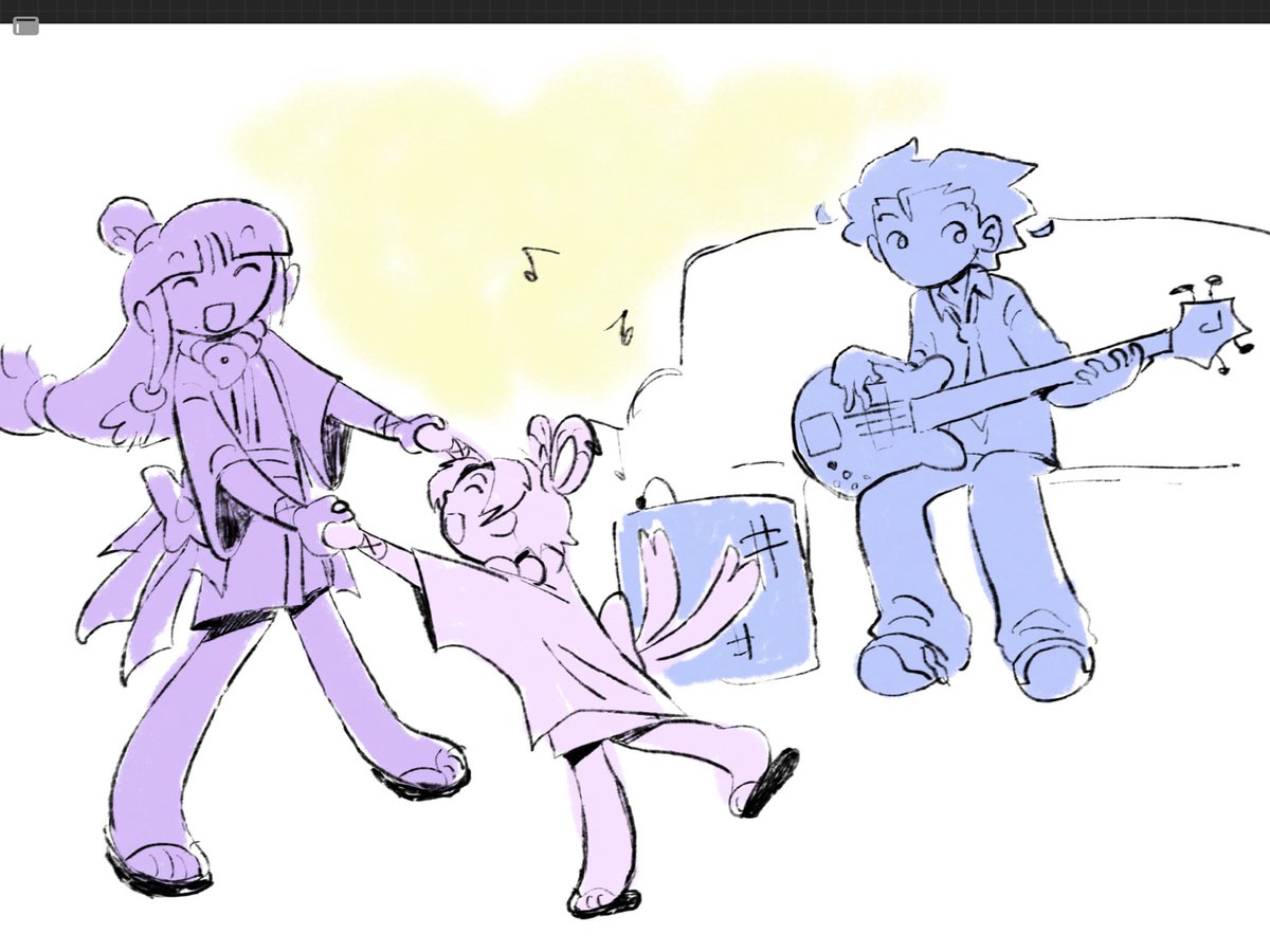 i wanted to draw phoenix playing bass so idrew him playing for maya and pearl