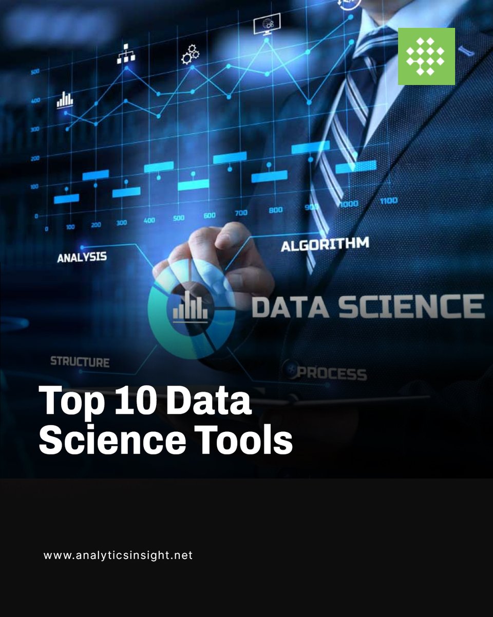analyticsinme's tweet image. 𝐓𝐨𝐩 𝟏𝟎 𝐃𝐚𝐭𝐚 𝐒𝐜𝐢𝐞𝐧𝐜𝐞 𝐓𝐨𝐨𝐥𝐬
Want to know about the best tools used in data science?
Here’s a list of the top 10 data science tools every data scientist must learn.
#datascience #datasciencetools #python #programming #datatools #AI #AINews #AnalyticsInsight…