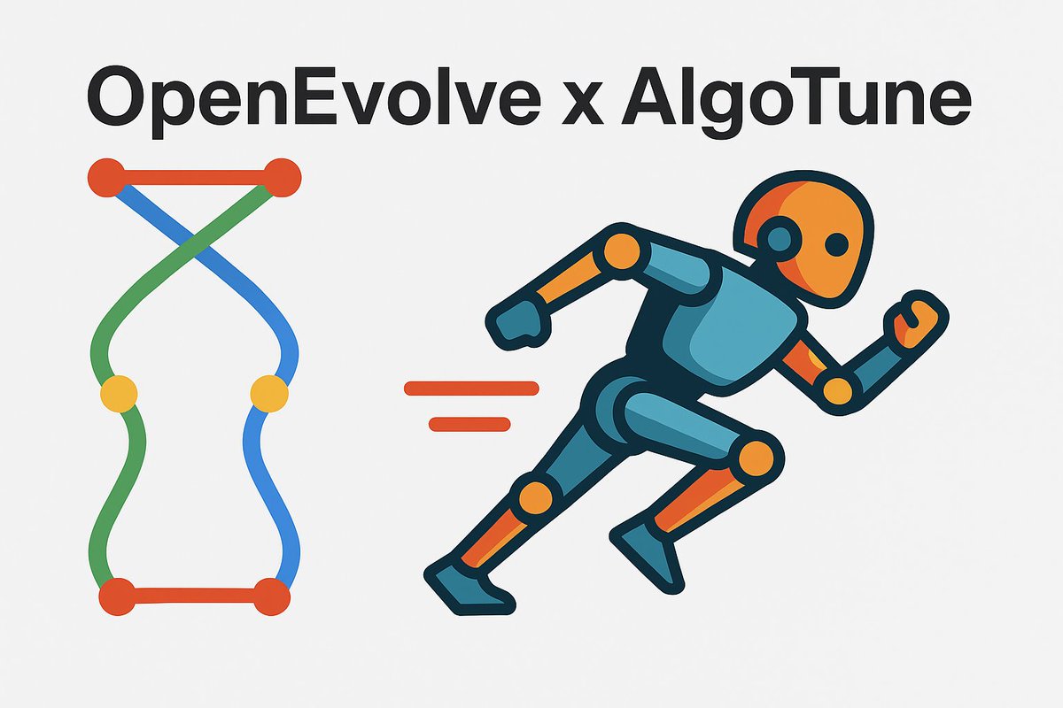 Richard Suwandi @ICLR2025 (@richardcsuwandi) on Twitter photo Introducing OpenEvolve x AlgoTune!  
Now you can run and benchmark evolutionary coding agents on 100+ algorithm optimization tasks from algotune.io Introducing OpenEvolve x AlgoTune!  
Now you can run and benchmark evolutionary coding agents on 100+ algorithm optimization tasks from algotune.io