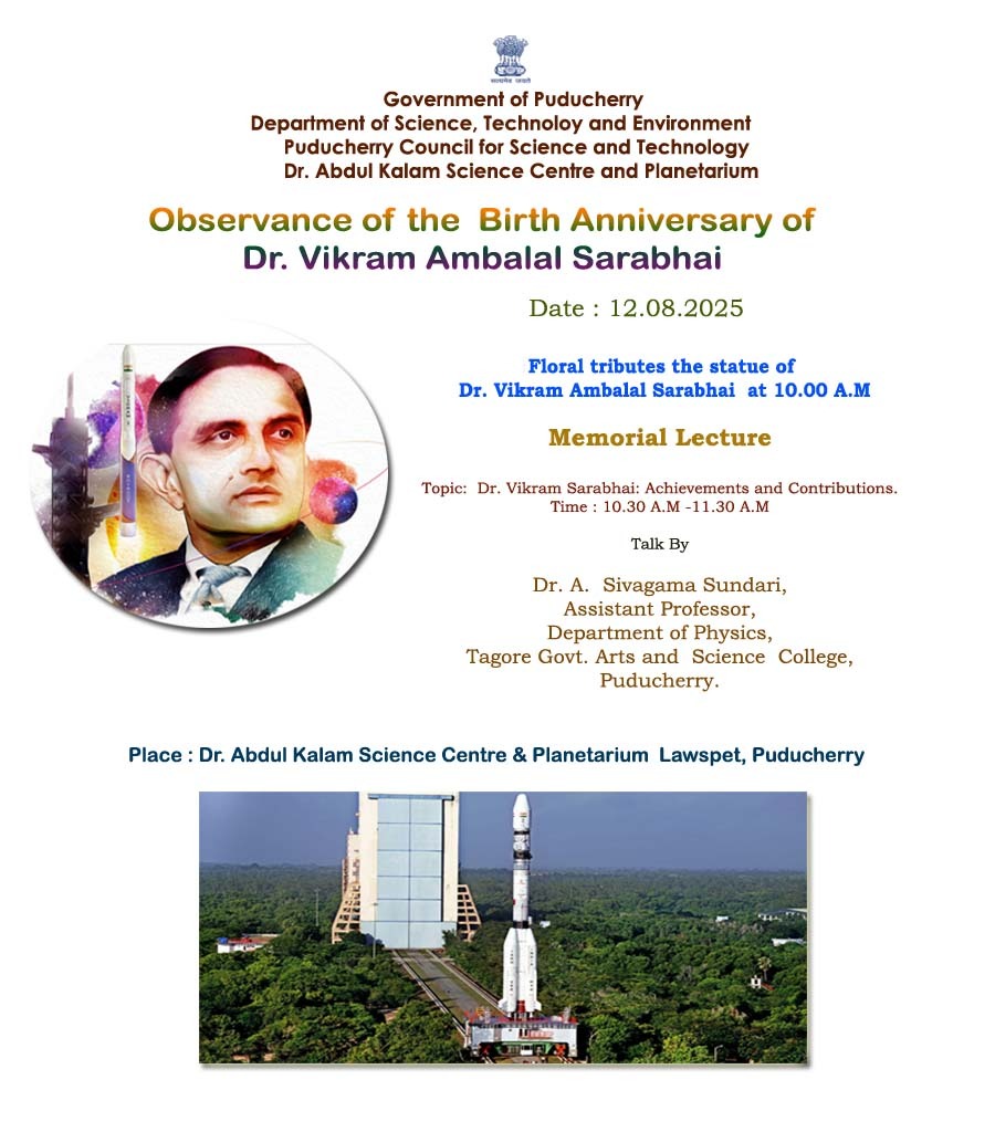 AkscDr's tweet photo. Observance of the Birth Anniversary of Dr. Vikram Ambalal Sarabhai  held on 12.08.2025 @Dr.AKSCP https://t.co/NLPd87sAfx