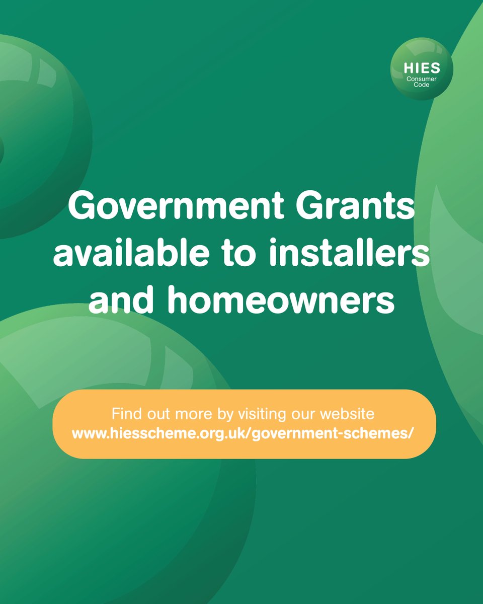 HIES_Scheme's tweet image. Are you aware of the current government grants available in the industry for homeowners? 

From the Boiler Upgrade Scheme to ECO4 and the GBIS Scheme, there are various grants available ✅ 

For further information, check out our website: hiesscheme.org.uk/government-sch…