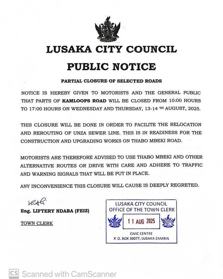 Lusaka people, please note. 📍