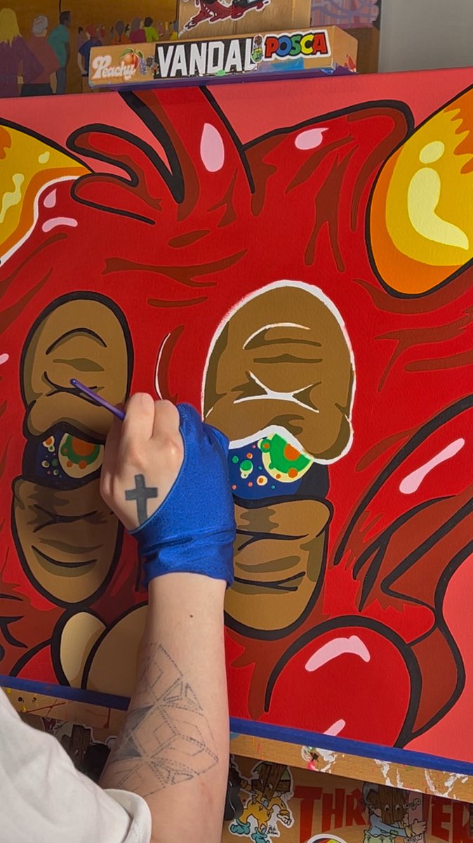 PauloAnthoni's tweet photo. “ Ugleee Devil “ 

acrylic painting process https://t.co/YvdgqzJVbV