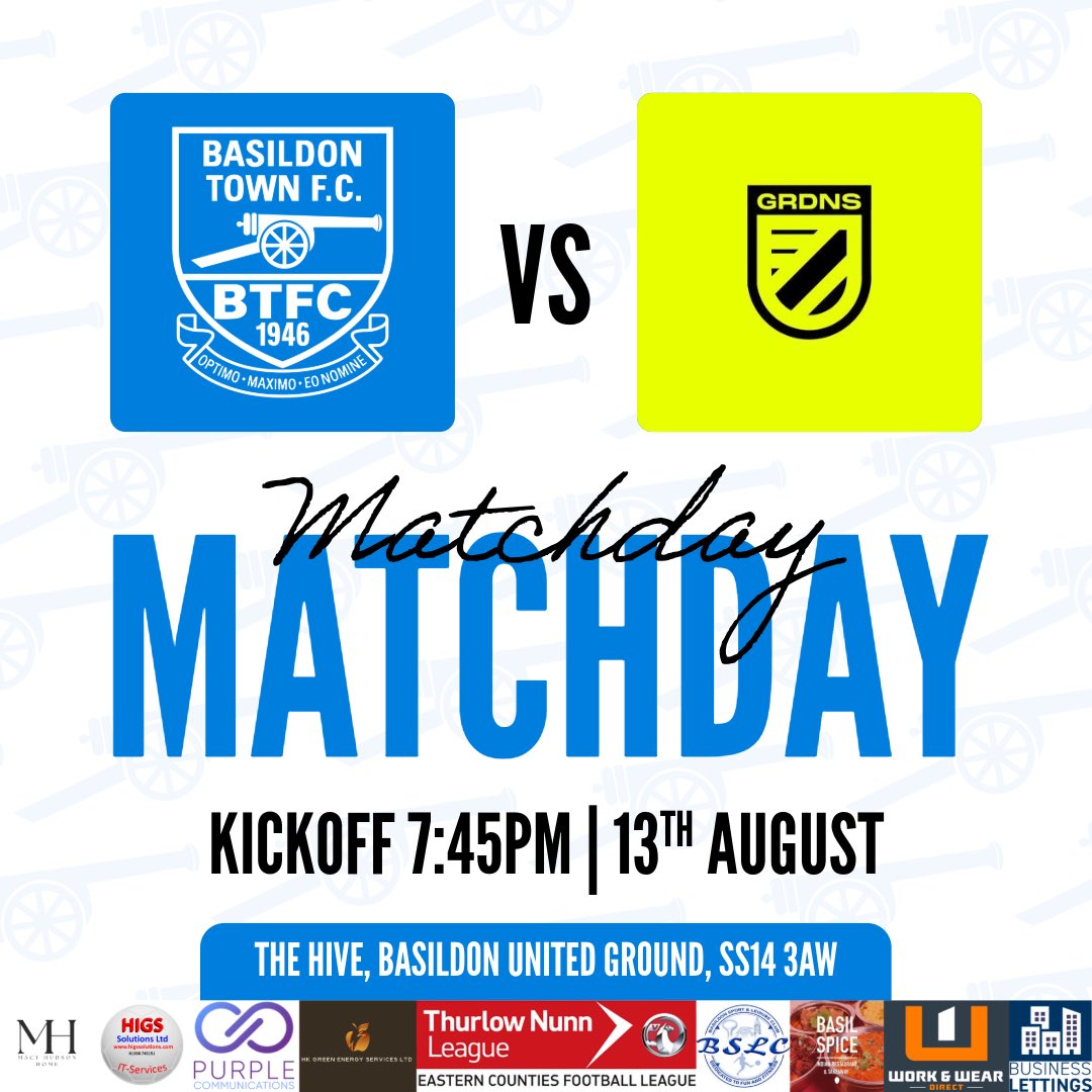 Basildon Town FC (@bastownfc) on Twitter photo FIRST TEAM GAME TODAY!
🗓️13th August
🆚 <a href="/LymoreGardensFC/">Lymore Gardens FC.</a>
📍The Hive, Gardiners Lane, SS14 3AW
🕰️ 7:45pm FIRST TEAM GAME TODAY!
🗓️13th August
🆚 <a href="/LymoreGardensFC/">Lymore Gardens FC.</a>
📍The Hive, Gardiners Lane, SS14 3AW
🕰️ 7:45pm