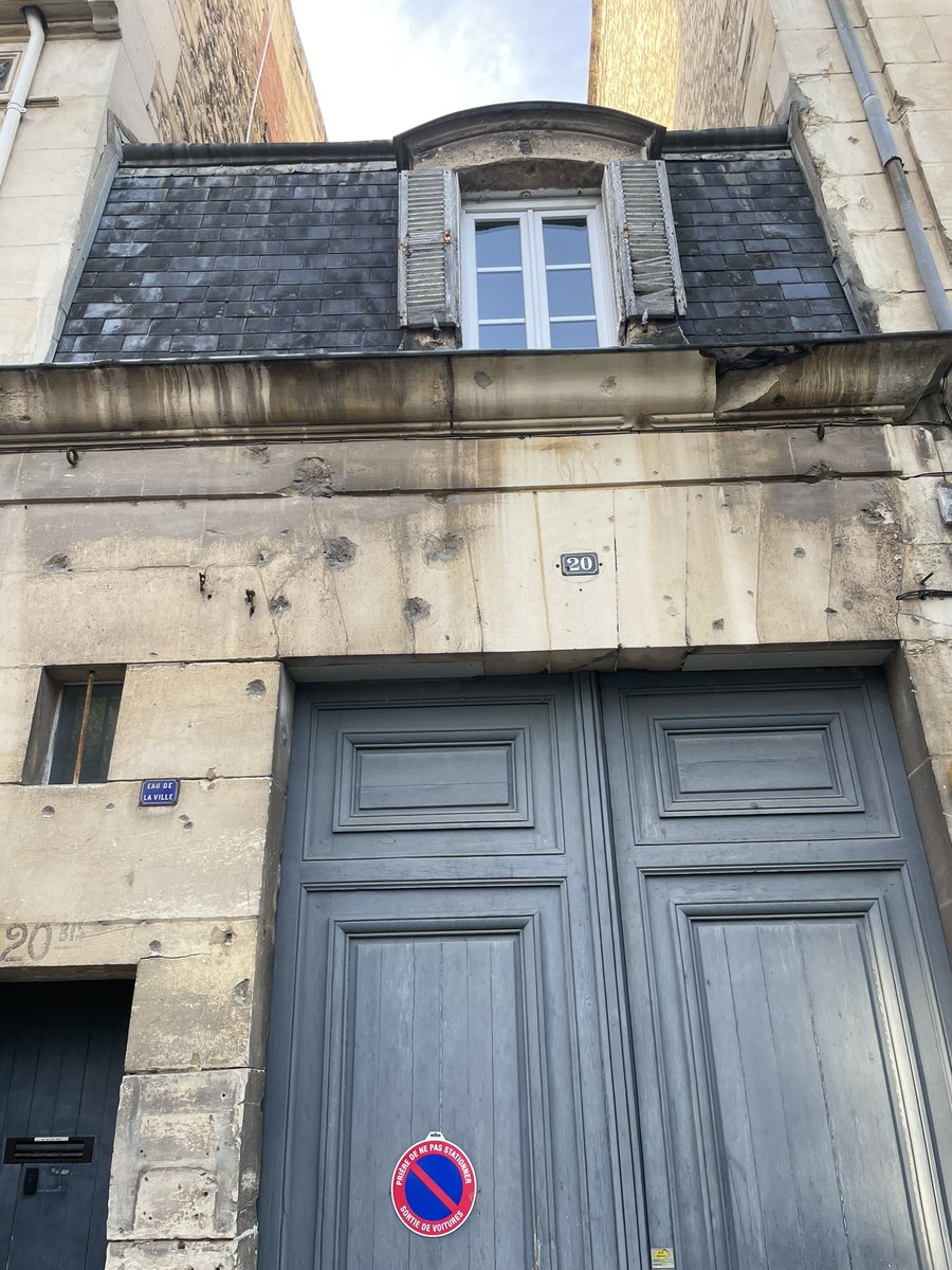 BattlefieldBen's tweet photo. Last nights walk around Caen in a few roads I have not walked before. Several houses with significant shrapnel marks on them from June &amp; July 1944. https://t.co/cW7uLpg0UC