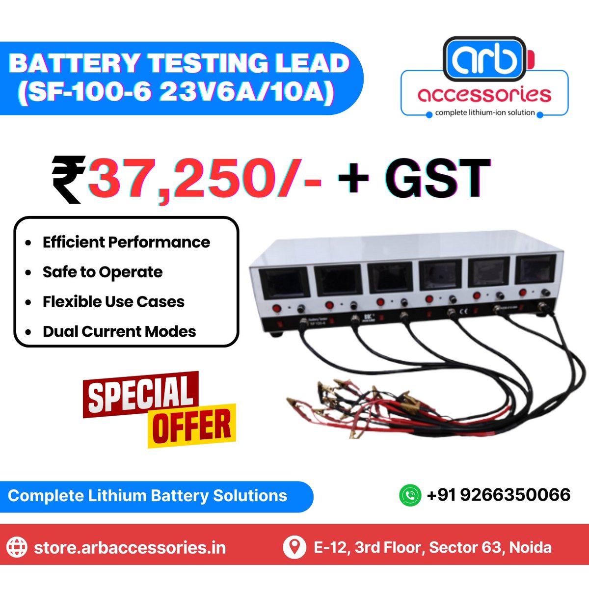 arb_ltd's tweet image. 🔋 BATTERY TESTING LEAD (SF-100-6 23V 6A/10A) – Ensures precise connection for accurate battery measurement.

🛒 Buy Now 👉store.arbaccessories.in/category/dk-ma…

#ARBaccessories #BatteryTesting #BatteryTools #BatteryPerformance #EVTesting #BatteryDiagnostics #BatteryCare #LithiumBattery