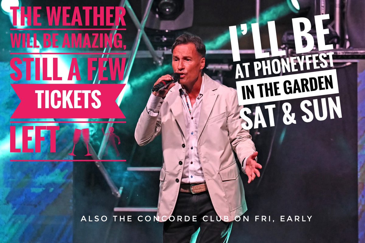 l'll be at PhoneyFest this weekend, Sat &amp; Sun, it's always fantastic day in the garden, the weather will be amazing, come and join me, just a few tickets left, l'll also be in the club early Friday x
