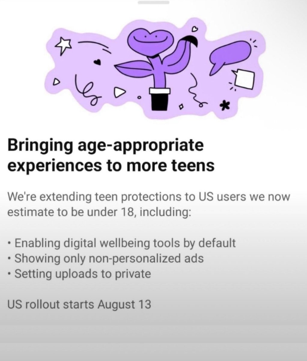 Culture Crave 🍿 (@culturecrave) on Twitter photo YouTube is rolling out its AI-powered age verification system today
It will assess a user’s age based on factors including: 
• Type of content watched
• Search activity
• Longevity of the account YouTube is rolling out its AI-powered age verification system today
It will assess a user’s age based on factors including: 
• Type of content watched
• Search activity
• Longevity of the account
