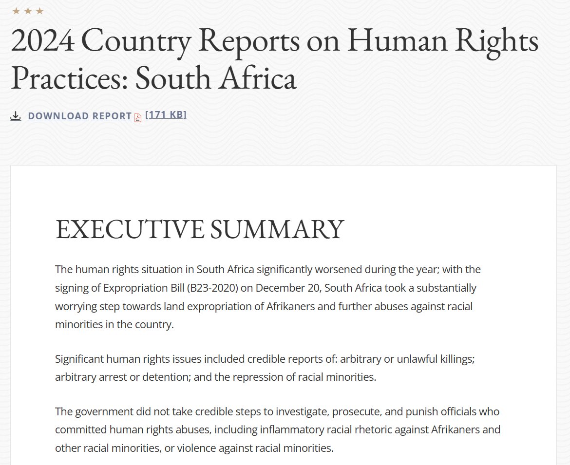 WAT DINK JY?
Die Amerikaanse Departement van Buitelandse Sake het laat gisteraand ’n verslag oor Suid-Afrika se menseregtesituasie oor die afgelope jaar bekend gemaak. In dié verslag word onder meer gesê dat:
▪️ Suid-Afrika se menseregtesituasie die afgelope jaar versleg het
▪️
