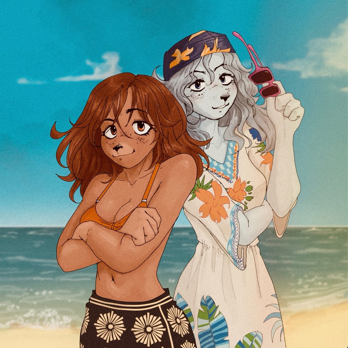 CocoR0mero's tweet photo. Beach day (1970) part 1 
Linnea and Flora
.
.
#art #drawing #furryart #furry #beach #thefourandonly https://t.co/t3gpscecBV