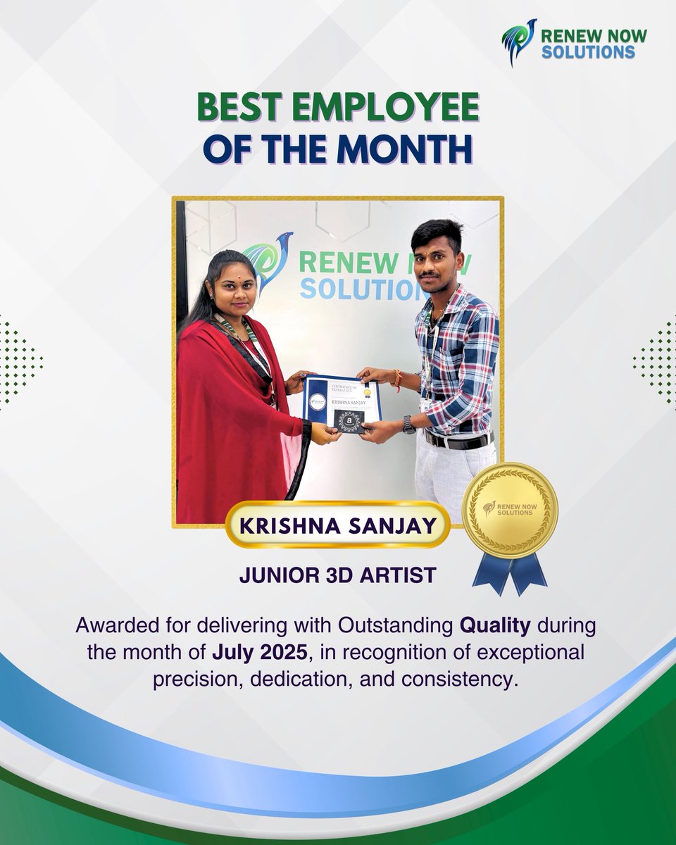 renewnoww's tweet photo. Celebrating Excellence – Kudos to Kastro B. &amp; Krishna Sanjay for shining bright this July!

#renewnowsolutions #bestperformer #topquality #highestproduction #3dartist #talent #congratulations https://t.co/vqKHnPYsZ2