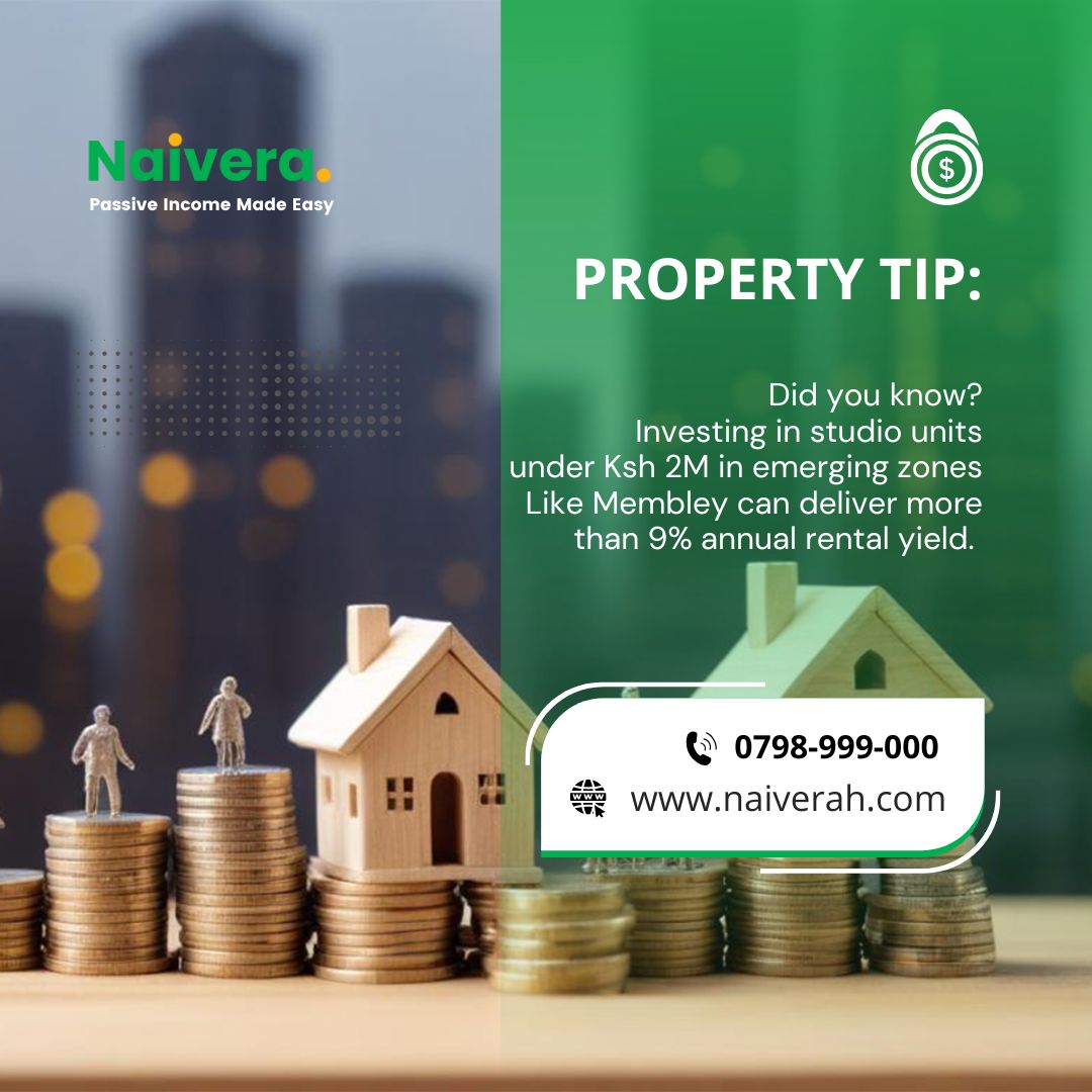 Kenya's property market is booming, and Membley is the next big thing!
Imagine earning over 9% annual rental yield while your property's value continues to rise.
That's the secret to smart investment.
It is not just a property; it is your ticket to steady passive income.