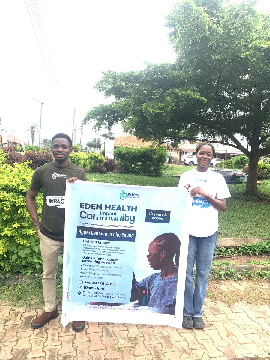 eden_health24's tweet photo. With over 90 young people screened and counseled for hypertension in Adeyemi Federal University of Education, Ondo, Eden Health flags off her community impact project.
Glory to God.
#CommunityImpactProject
#EdenHealthGlobal https://t.co/wpgFvuLFBj