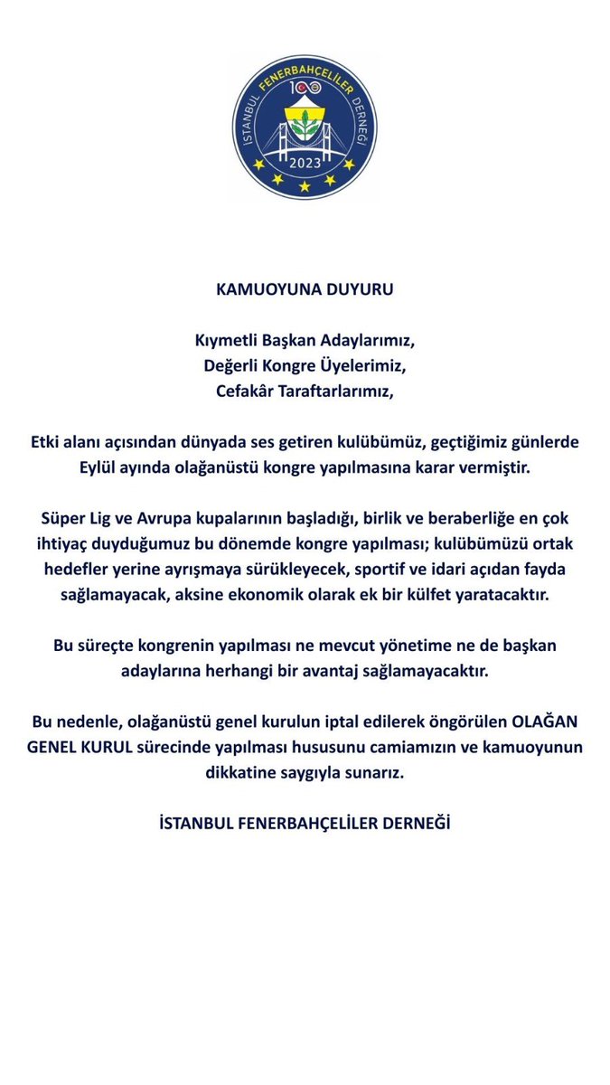 İstanbul Fenerbahçeliler Derneği tweet media