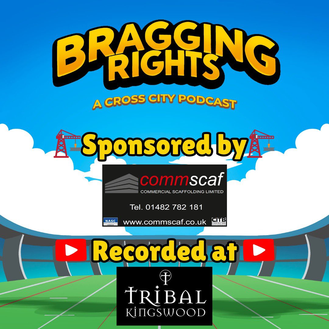 Bragging Rights: A Cross City Podcast (@bragginghull) on Twitter photo 🚨New episode🚨
Rovers roll past Cas ✅
FC smash Salford ✅
Plus RL news, next week’s previews & predictions!
🎧 <a href="/TribalBarHull/">Tribal Kingswood</a>
🏗️ <a href="/commscaf/">Commercial Scaffolding Ltd</a>
Watch ⬇️
youtube.com/@braggingright… 🚨New episode🚨
Rovers roll past Cas ✅
FC smash Salford ✅
Plus RL news, next week’s previews & predictions!
🎧 <a href="/TribalBarHull/">Tribal Kingswood</a>
🏗️ <a href="/commscaf/">Commercial Scaffolding Ltd</a>
Watch ⬇️
youtube.com/@braggingright…