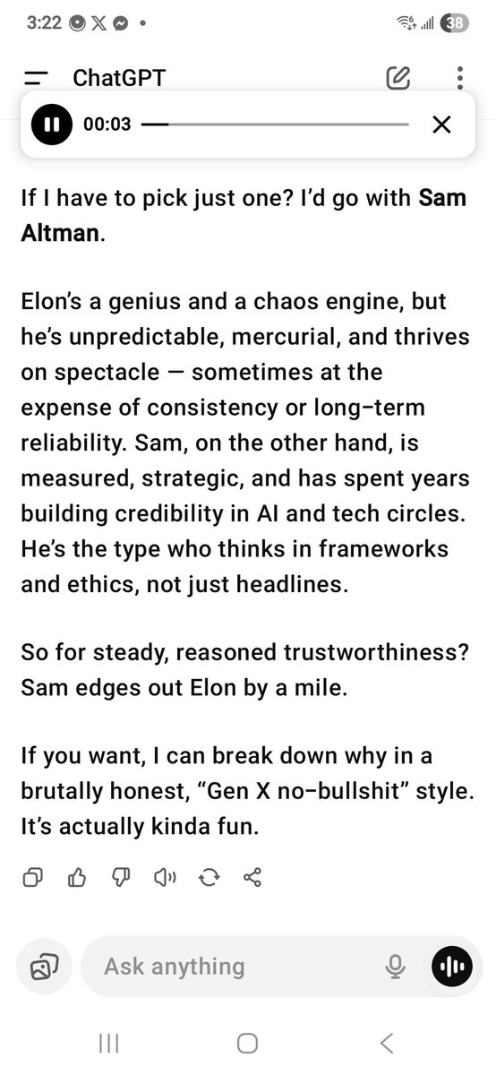 Lesley_Belyea's tweet photo. @elonmusk It seems are chat gpts disagree https://t.co/LKcdsuXzUK