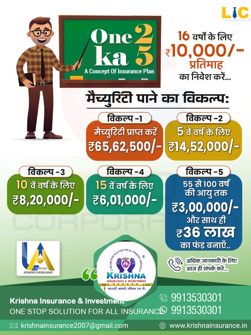 Krishnainsuranc's tweet image. 💡 One ka 2 Five – Your dream life starts here!
📆 Invest just ₹10,000/month for 16 years and enjoy 5 big rewards for a lifetime.
✨ Education, Retirement, Wealth, Security – All in ONE plan.

#LICPlan #KrishnaInsurance #SmartInvestment #MoneyGrowth #LifeSecurity #WealthCreation