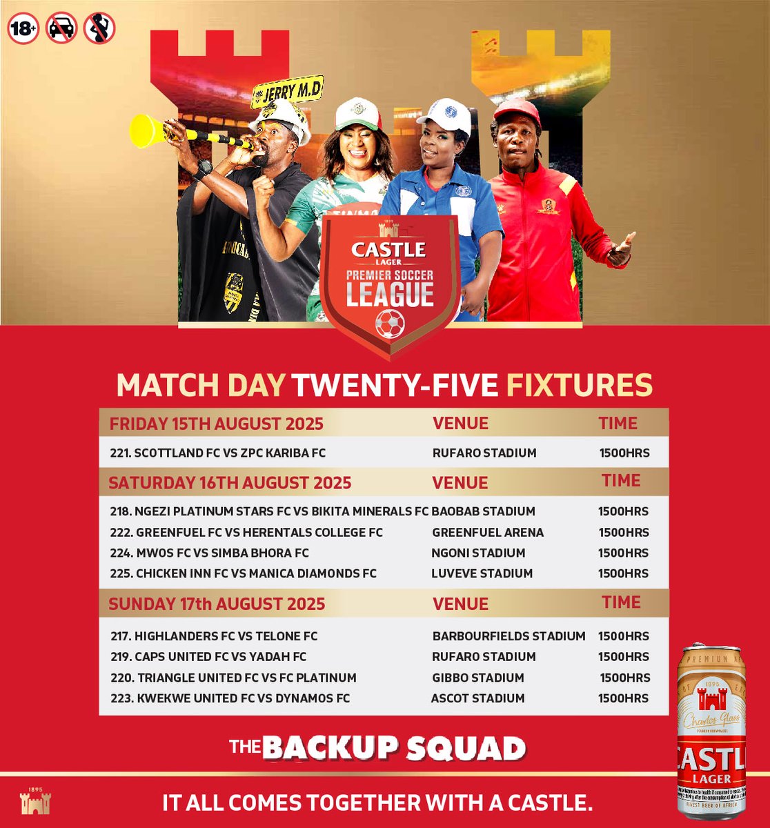 CastleLagerZW's tweet photo. Here are the Matchday 25 fixtures to look forward to with your #BackupSquad: https://t.co/BYdcopSHuk