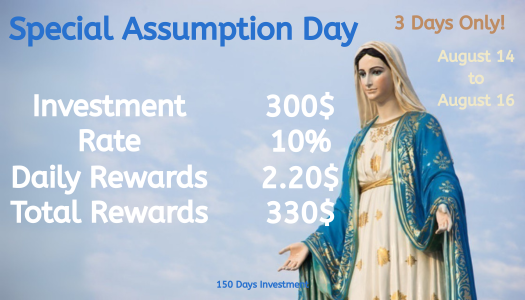 miningnumeric's tweet photo. Special Assumption Day 2025  
3 Days Only ! 
August 14 to August 16
Investment: 300$  
Rate: 10% 
Lifetime: 150 Days  
Daily Rewards: 2.20$  
Total Rewards: 330.00$    

#CloudMining #Crypto #Reward #Cryptocurrency #Mining #BTC #Investment #investing #cryptomonnaie #PassiveIncome #Altcoin #Bitcoin #memecoin 

https://t.co/TDsOqzF4mB