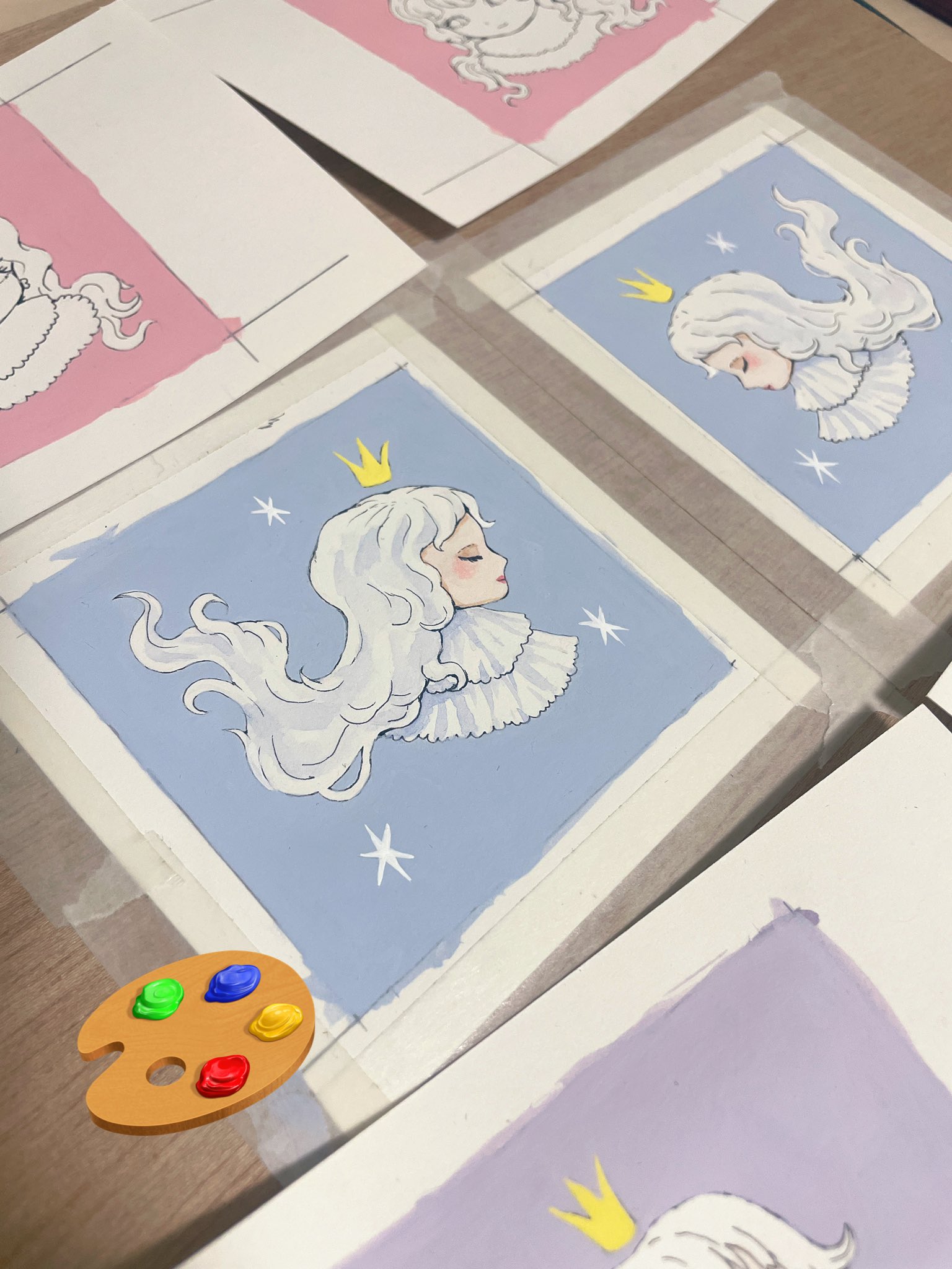 水彩ペン画 タイトル「ジオメトリー」 水彩ペン】押し花みたいなビオラのイラストメッセージカード