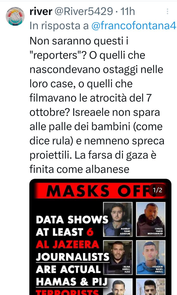 Zitellapersemp1's tweet photo. Per River anche #GazaGenocide‌ è una farsa. Come sono nati i #novax #noclimatchange #notutto , imperverseranno  anche i #nogaza? Per evitare che mi capiti ancora in tl, meglio bloccarlo. Adieu River https://t.co/q2ygWsKTgF