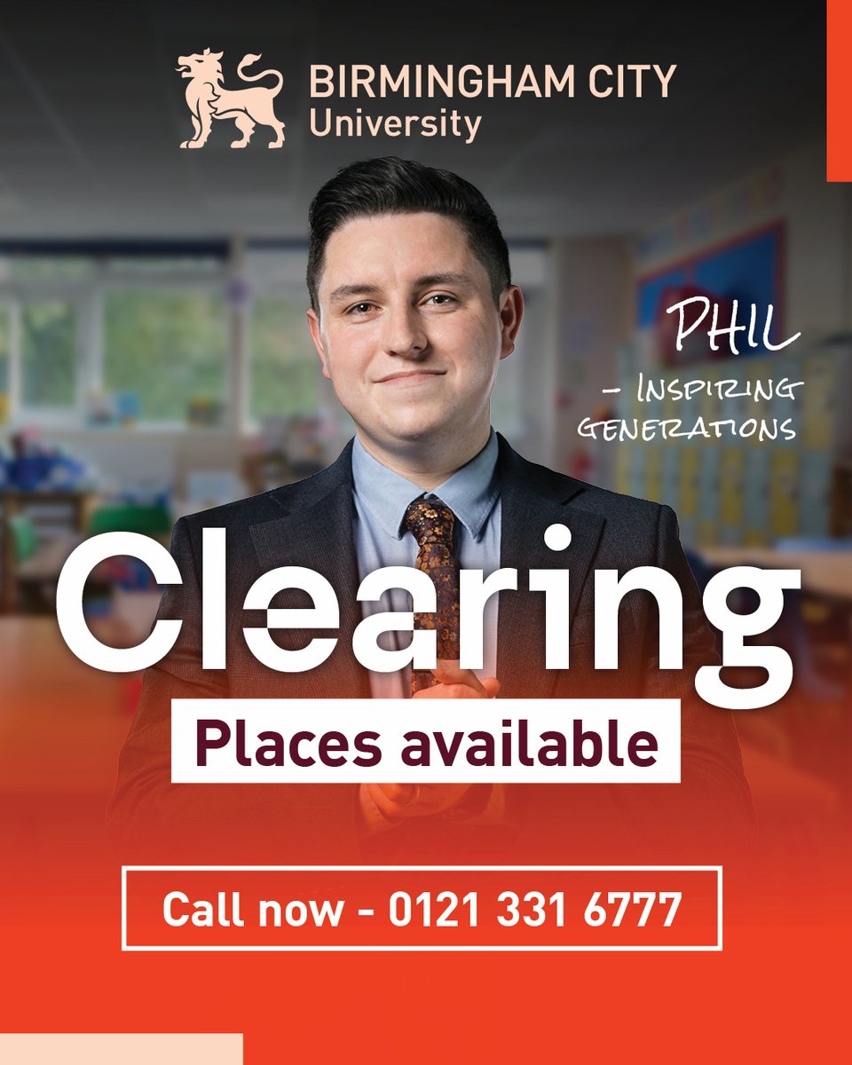 Congratulations to everyone receiving their results today 🥳 We can't wait to meet our new students in September!

There are still places available through Clearing! Give us a call on 0121 331 6777 to find your dream course. 📞🤞

bcu.ac.uk/clearing