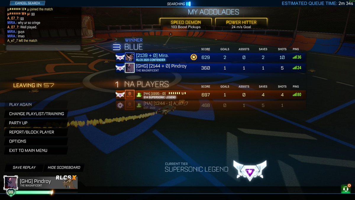 Pindroyy's tweet image. Can u atleast fix that exploit please? +-0 exploit getting 2 games in a row. @RLEsports @RocketLeague