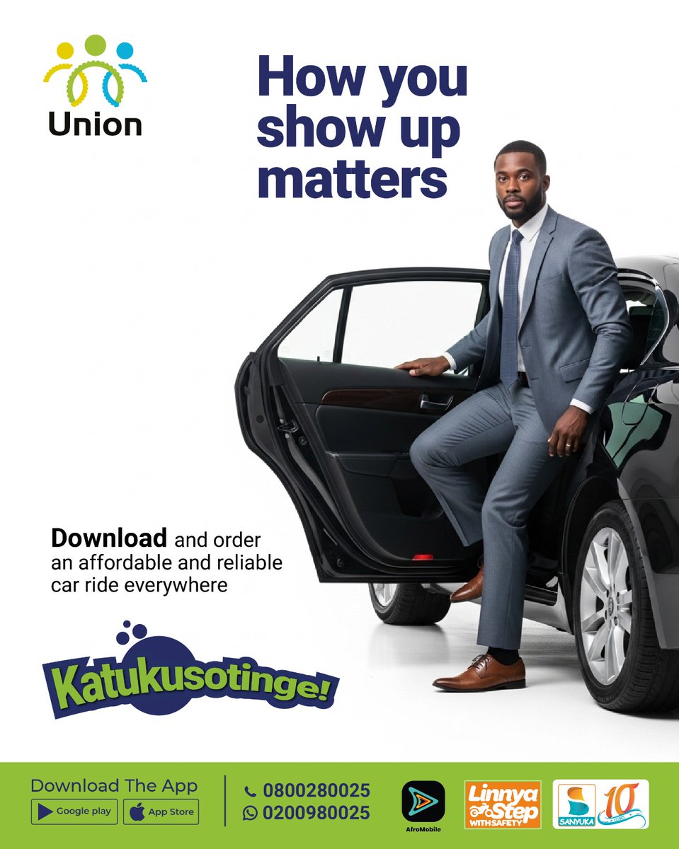 SalamTvUG's tweet photo. Whether you're meeting a potential investor, business associate, first date or future father-in-law, how you show up matters.
Make a great first impression with a UnionCar. Just download the Union Let’s Go App, and you'll be connected.
#UnionLetsGoApp #SalamUpdates https://t.co/NRhAdtpdKy