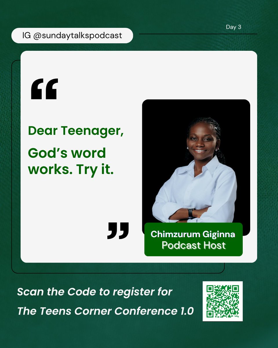 c_ujuamara's tweet image. Your word is a lamp to my feet And a light to my path. Ps 119:105 (NKJV)

God's word works. Try it.

To join The Teens Corner Conference 1.0. Register here bit.ly/455KzhJ (link in bio) or scan the code on the flyer.

Thank you✨

#teenagers #conference #beyondlabel