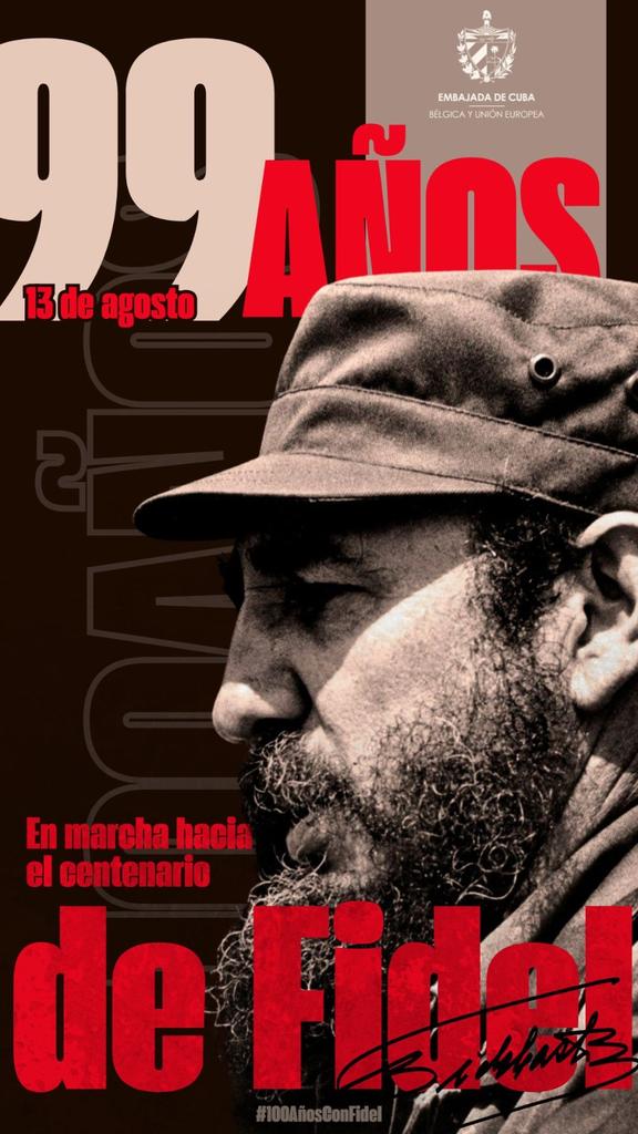 En el 99 aniversario de su natalicio, honramos a Fidel, líder eterno y faro inspirador del pensamiento revolucionario.

Con su legado iniciamos la celebración del Centenario, seguros de que la historia que nos trajo hasta aquí nos conducirá a nuevas victorias.

#100AñosConFidel