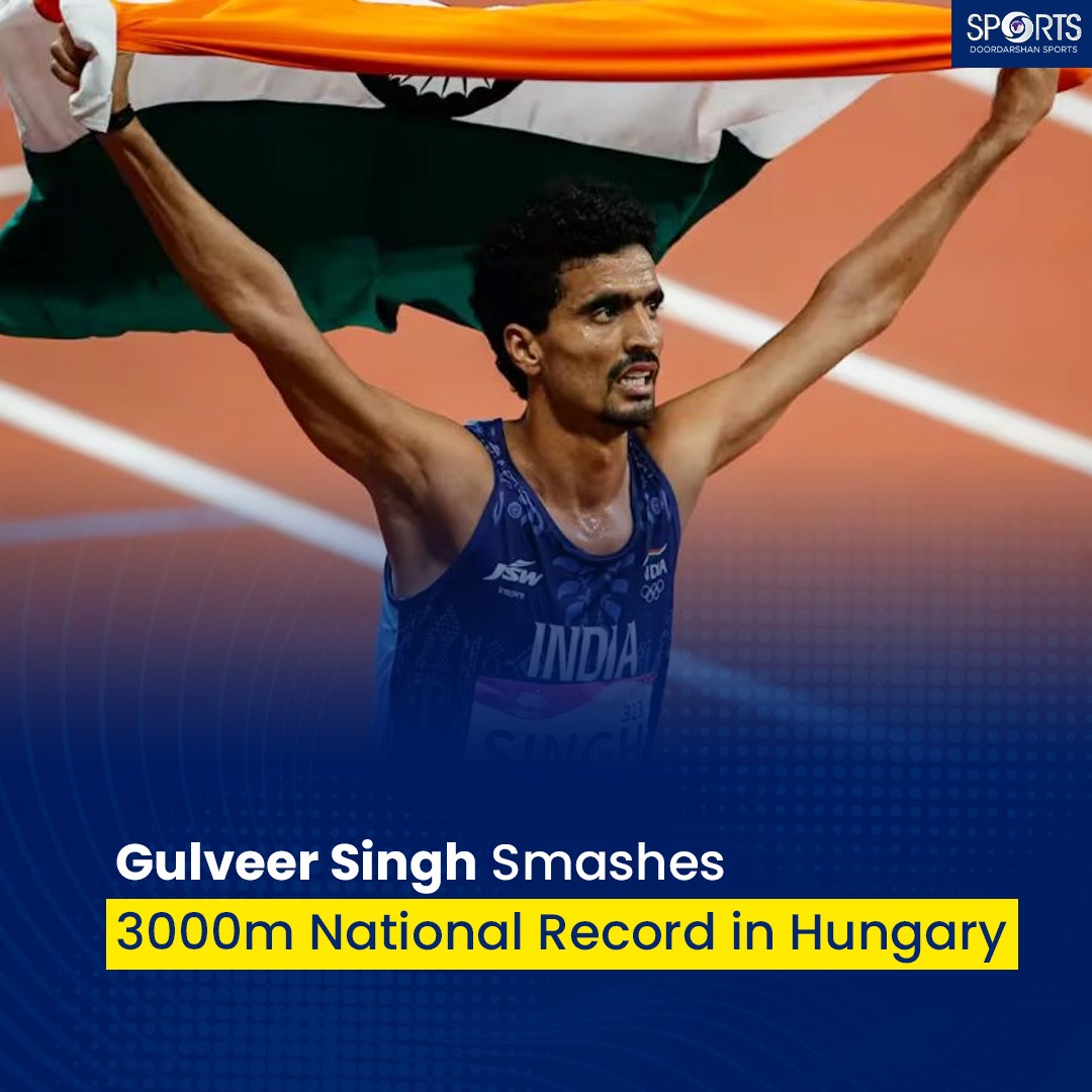 ddsportschannel's tweet image. 🏃♂️💨 Record-Breaker!
India’s Gulveer Singh rewrites history in the men’s 3000m 🏅 Clocking 7:34.49s at the Gyulai Istvan Memorial 🇭🇺, he shattered his own national record to set a new benchmark for Indian athletics! 🔥
#GulveerSingh #NationalRecord #IndianAthletics #3000m…