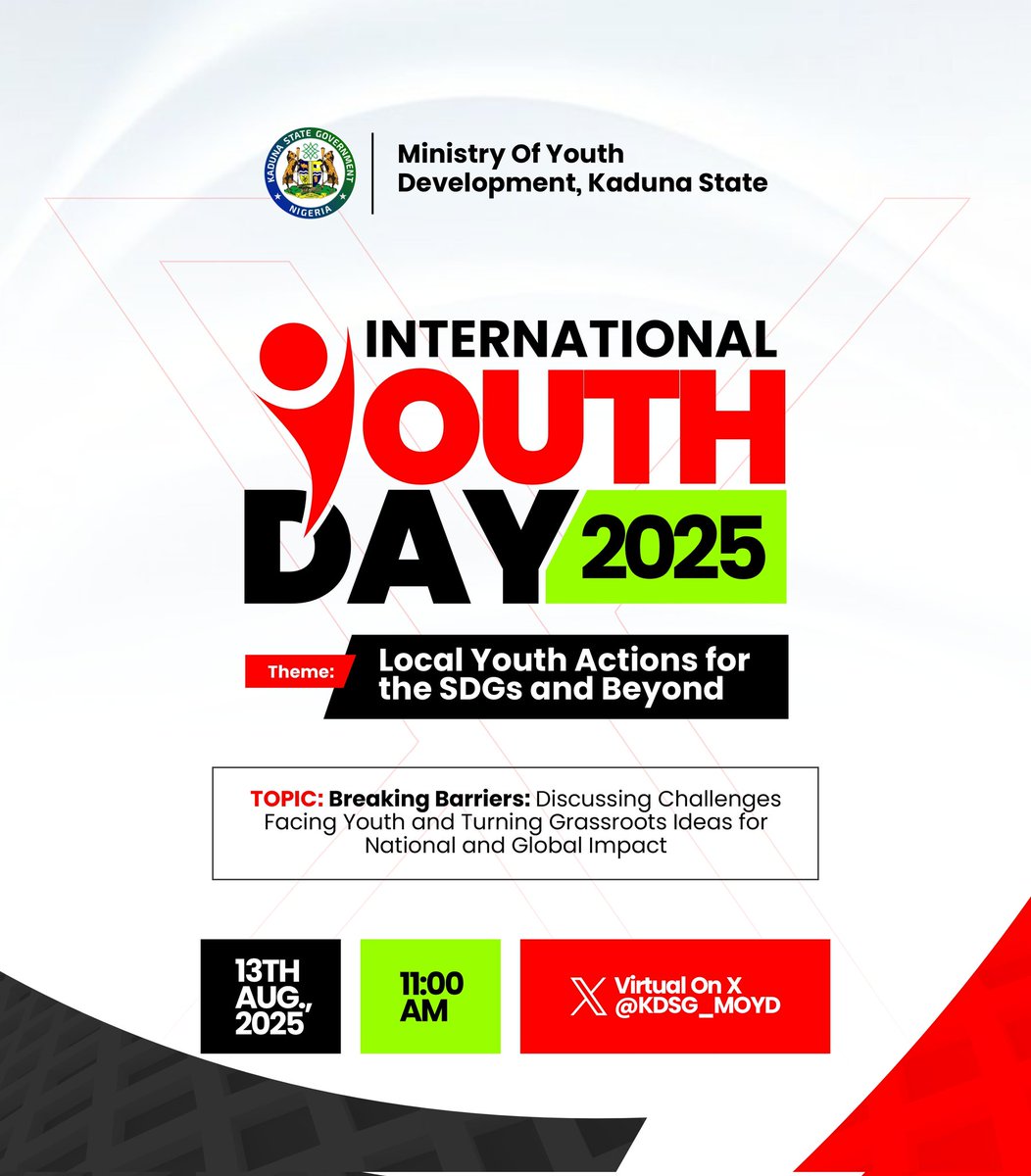 KDSG_MOYD's tweet photo. X Speaker Series, Day 2! 

Join the conversation today, don't miss out!
Topic: Breaking Barriers – Discussing challenges facing youth and turning grassroots ideas into national and global impact.

🕚 Time: 11:00 AM
📲 Live on X Space 

https://t.co/hMZ2jVHVYf https://t.co/0canFsGicH