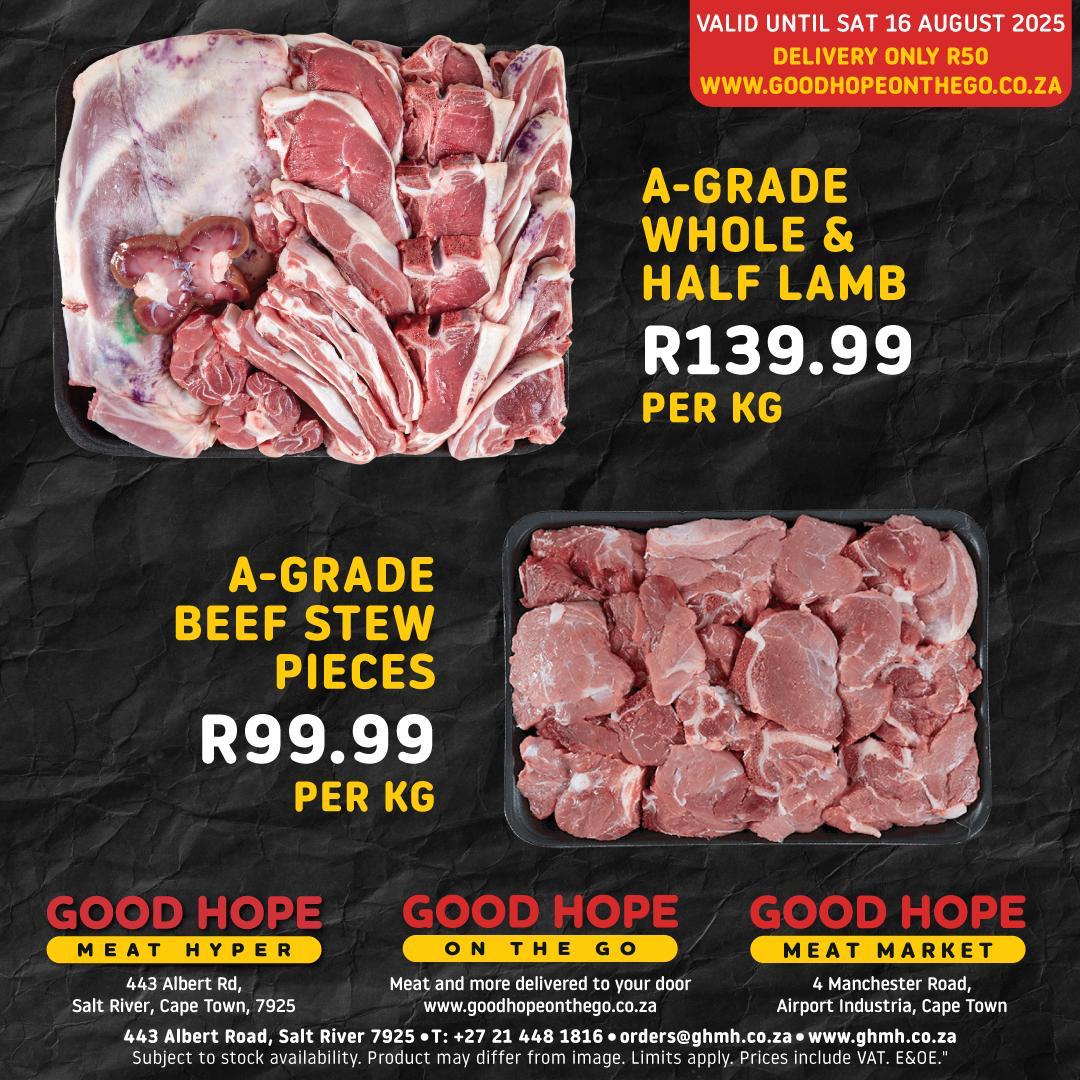 goodhopemeat's tweet photo. ๐ Score big this Rugby Weekend! ๐
13โ16 Aug: A-grade meat specials at champion prices! Perfect for your braai & game-day feast.
๐ป https://t.co/7hoMPNSnTz
#GoodHopeMeat #RugbyWeekend #BraaiTime #CapeTownSpecials https://t.co/Lw3Zlees9C