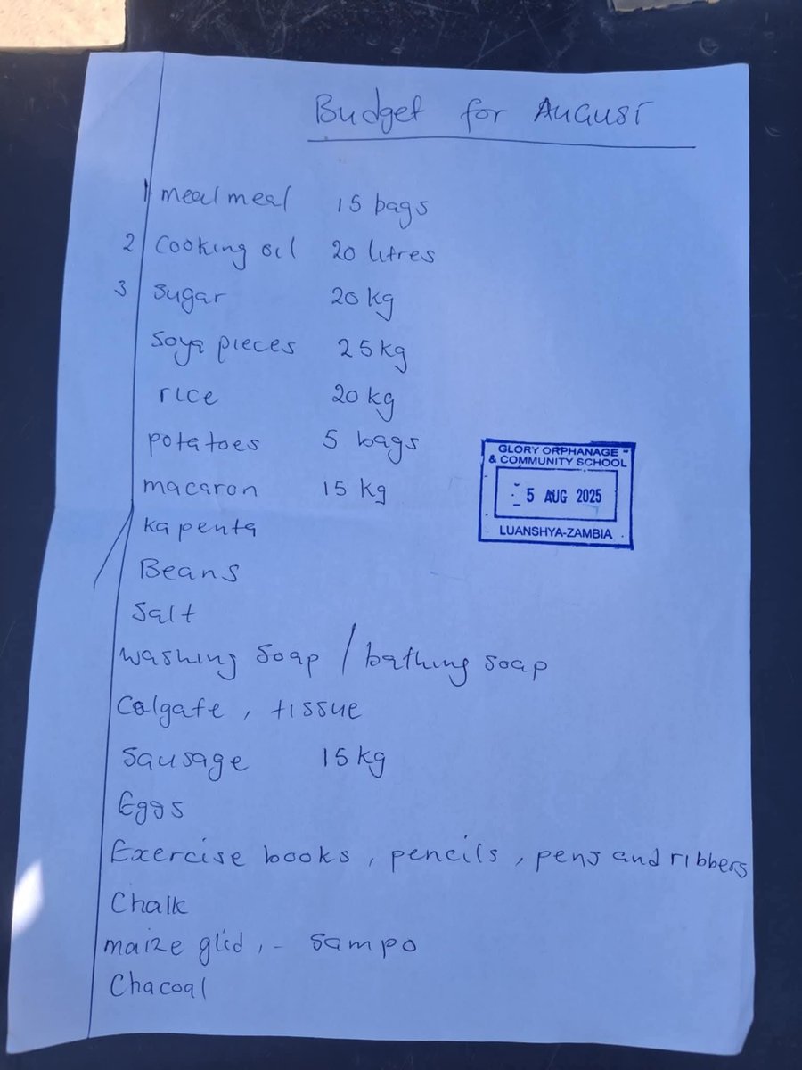 Glory orphanage,August budget. Support .If it’s in your heart and within your means,please donate towards the feeding of our kids this August. Together,we can keep their plates full and their hearts Happy. donations +260776894943 airtel mercy KabweMtn +260760877585 mtn Jane