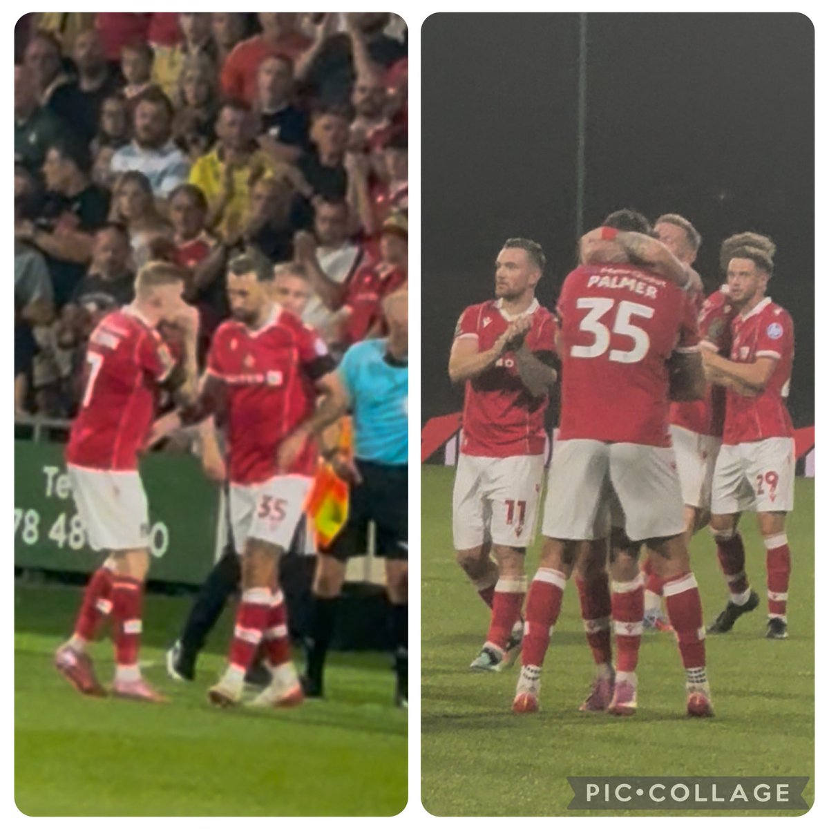 cathelizabeth's tweet photo. Before vs after . We will 100% stick that in the documentary 🤣🤣 #OP9 #wrexhamafc #CarabaoCup https://t.co/PPU57ReCob