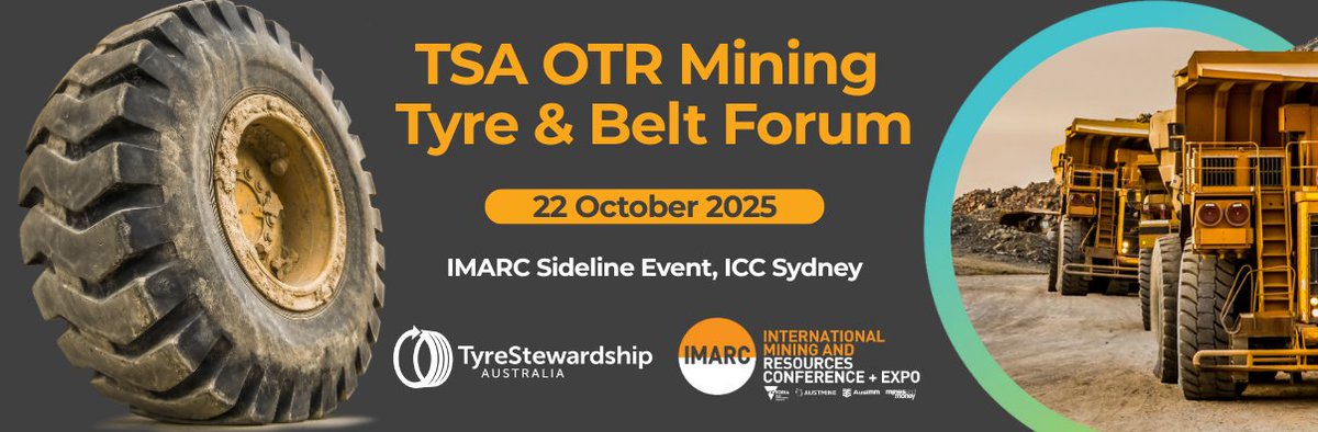 Off-the-Road Mining Tyre &amp; Belt Forum 

Wed 22, Oct - 10:00am - 05:15pm

Learn more here - hubs.ly/Q03BWhCp0

#IMARC #Tyre