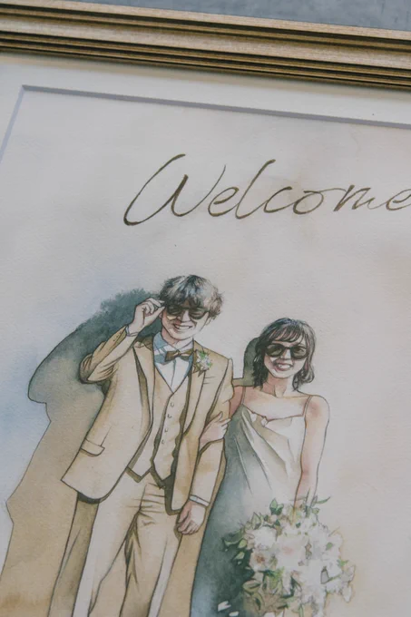 ウェルカムボードを描かせて頂きました ご結婚おめでとうございます! #watercolor #透明水彩 #portrait #ウェルカムボード