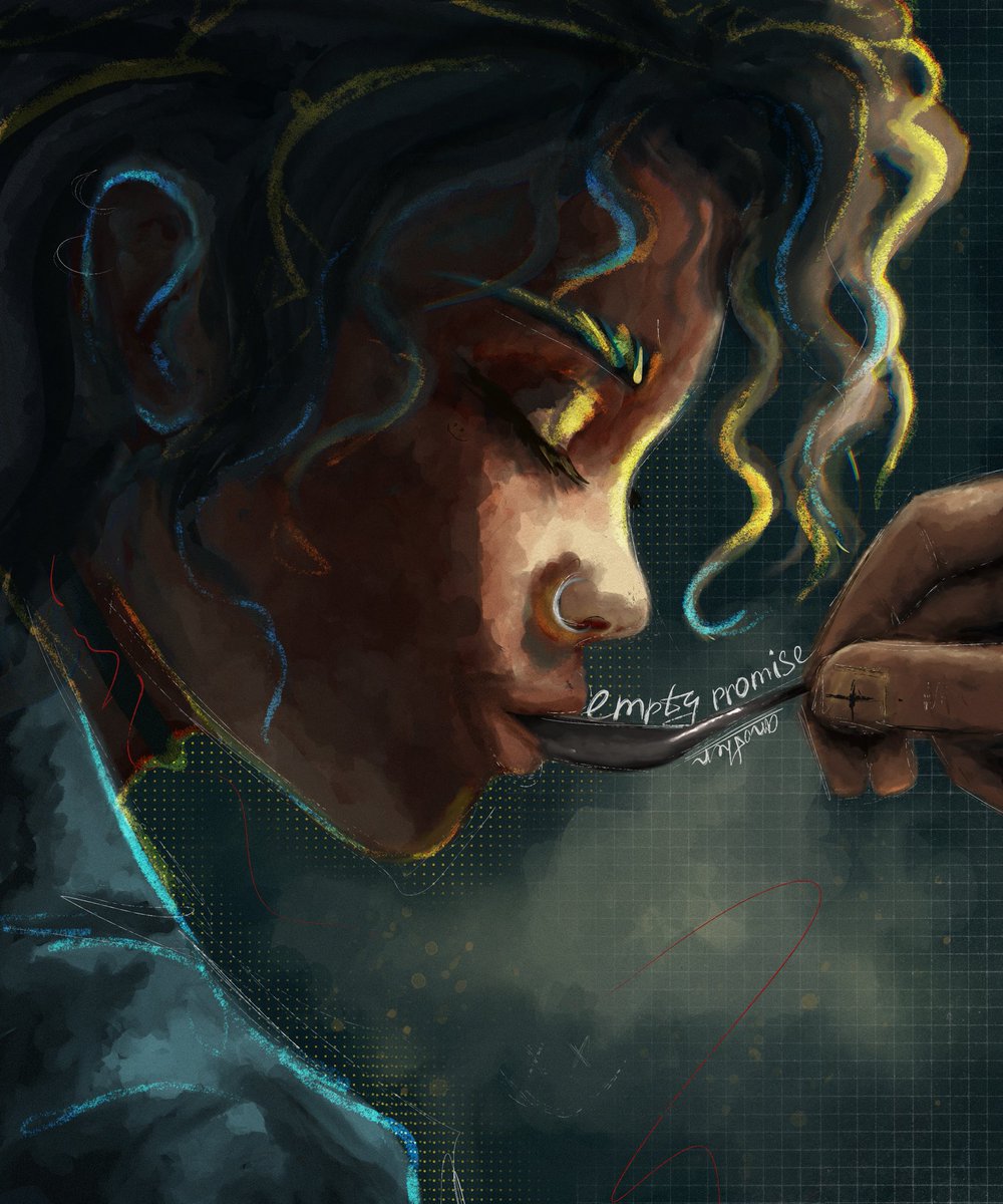 |NEW DROP|

EMPTY PROMISES

~10/10 editions
~8,6 xtz

objkt.com/tokens/KT1XfBr…

You eat
Tastes good
But the hunger never fades

Rip the spoon away
And stick it where your anger tells you
Eyes
Throat
Or a shameless ass

Empty promises — banned
The one who served them — gone