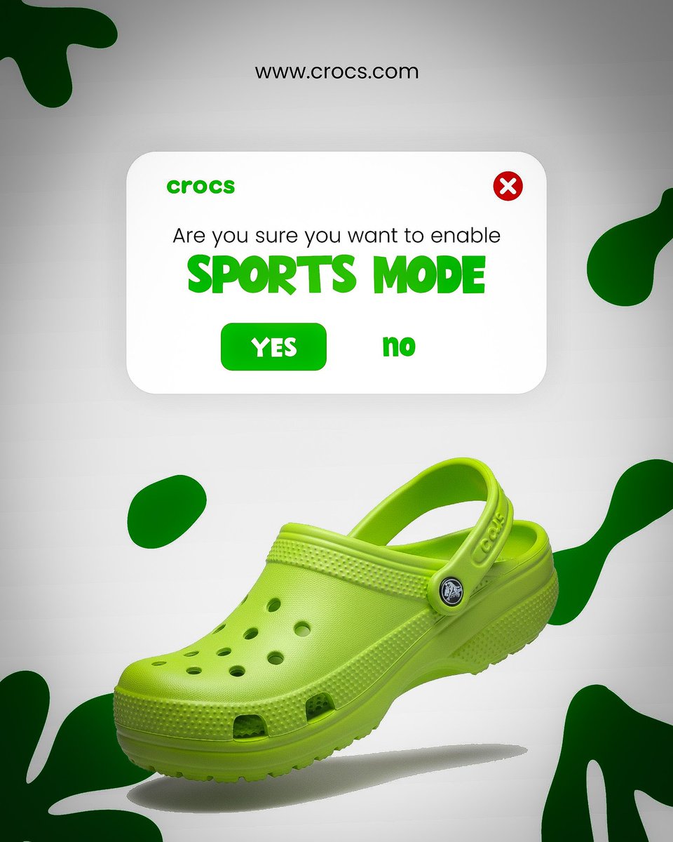 Creative ad for <a href="/Crocs/">Crocs</a> 
How many of y'alls love sports mode btw

Day 2

#Tarius5daysChallenge