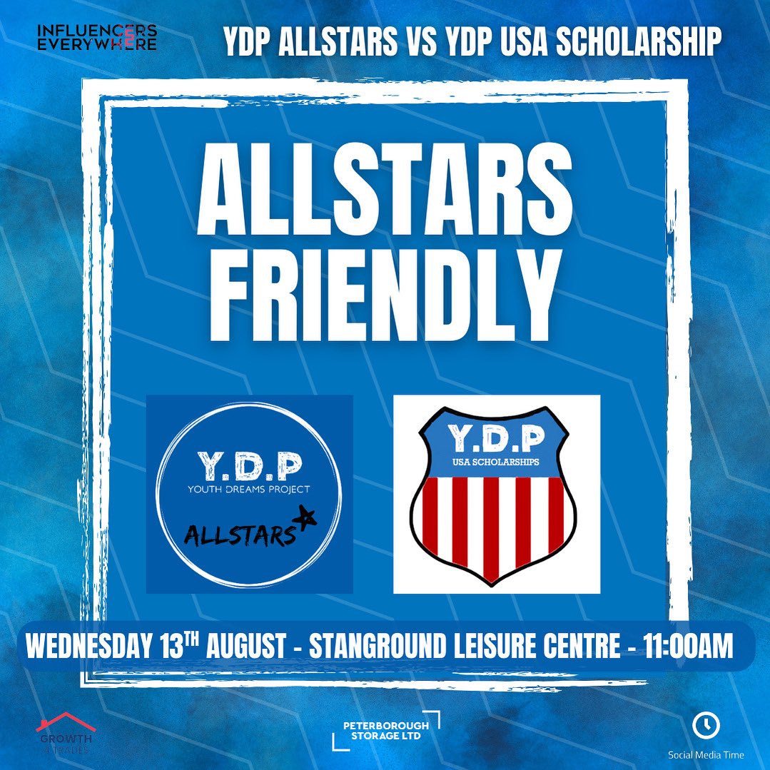 ⚽️⚽️ GAME DAY ⚽️⚽️ 

Our AllStars play against a select 11 from YDP USA 🇺🇸 <a href="/ydpusa/">YDP USA Scholarships</a> today. Will be a good test and more minutes in the tank. 

Head of YDP USA Josh Carpenter will be delivering a presentation prior to the camp on the opportunities and pathways out in America 🤩