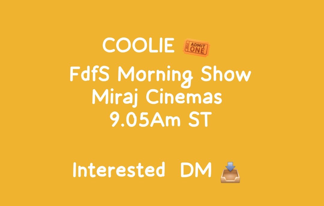 ananthcm's tweet photo. Any One Interested 
#CoolieFDFS #Coolie #CoolieFromAug14 

Coimbatore 😎 https://t.co/0XbNMSvjFv