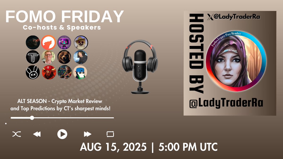LadyTraderRa (@ladytraderra) on Twitter photo 🚨 FOMO Friday 🚨
Markets are moving and we are bringing the raw, no-BS takes you won't find anywhere else. From Bitcoin momentum to altcoin plays and everything in between, nothing is off limits.
🔥 Market review
🔥 Real time sentiment from traders who live it
🔥 Macro, micro, 🚨 FOMO Friday 🚨
Markets are moving and we are bringing the raw, no-BS takes you won't find anywhere else. From Bitcoin momentum to altcoin plays and everything in between, nothing is off limits.
🔥 Market review
🔥 Real time sentiment from traders who live it
🔥 Macro, micro,