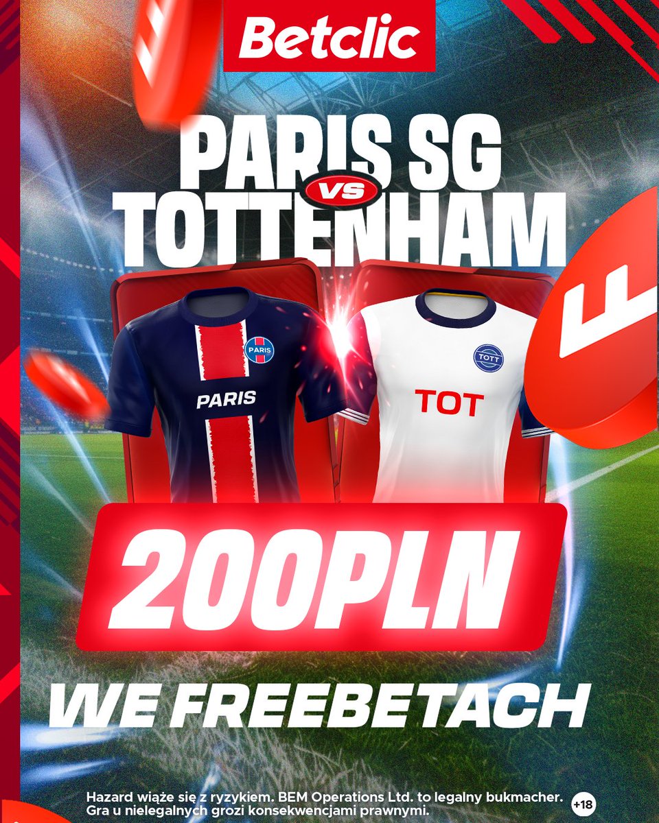 BetclicPolska's tweet photo. 🏆KONKURS🏆

🎁200zł we Freebetach do podziału

Zasady: 
🔎obserwuj @BetclicPolska
🔄retweet
📝wytypuj dokładny wynik i strzelca ostatniego gola w meczu PSG🆚Tottenham + dodaj #KonkursBetclic 
📲podaj login

Konkurs +18🔞Gramy do 21:00. Liczymy tylko 90 minut. Regulamin w ALT https://t.co/NQAkVhTy3F