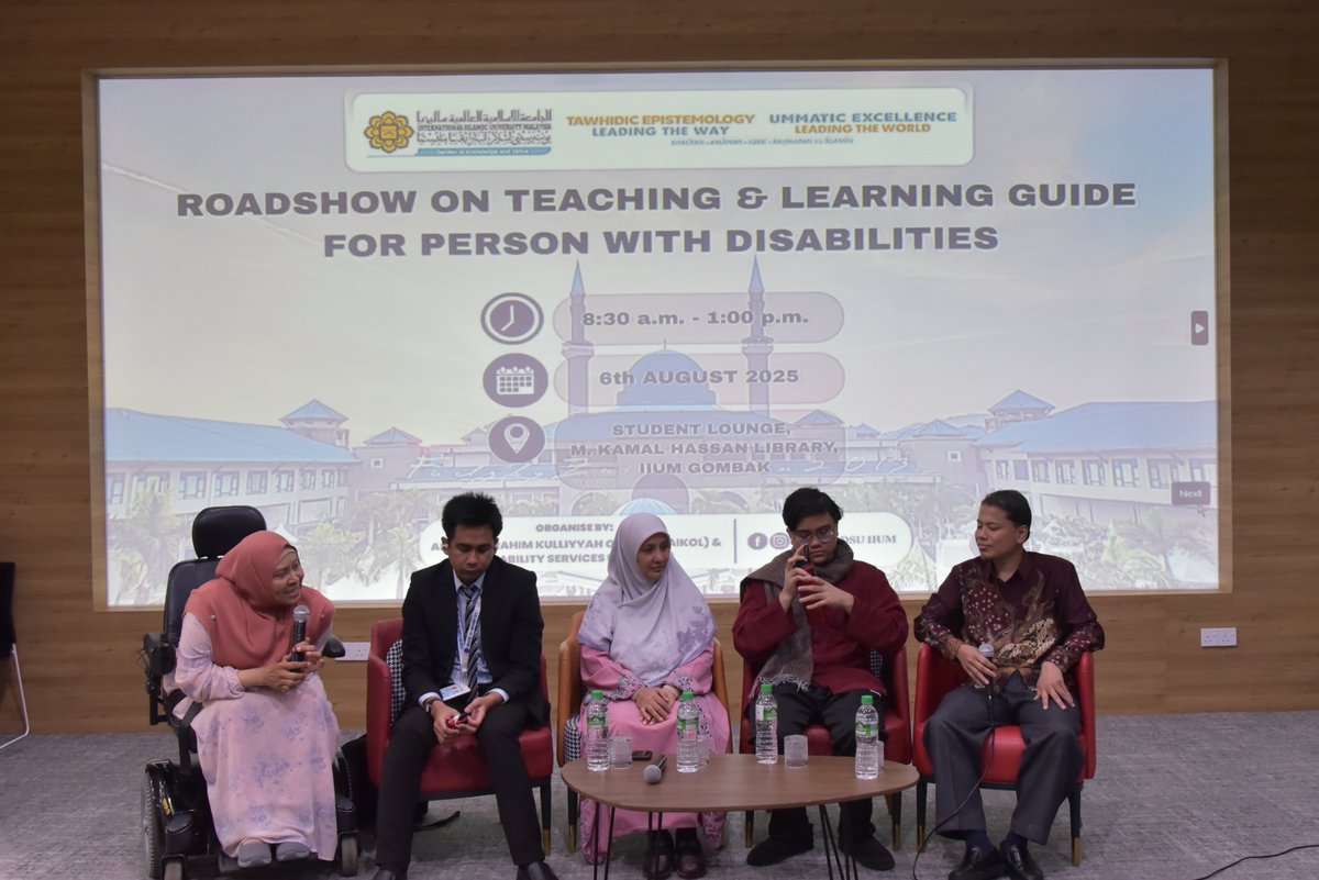DSU_IIUM's tweet photo. On August 6 2025, IIUM’s Disability Services Unit and Kulliyyah of Laws hosted a Roadshow on Teaching &amp; Learning Guide for Persons with Disabilities. The event helped AIKOL staff to foster an inclusive learning environment for students through insightful sessions and discussions https://t.co/qpCBB4xhOF