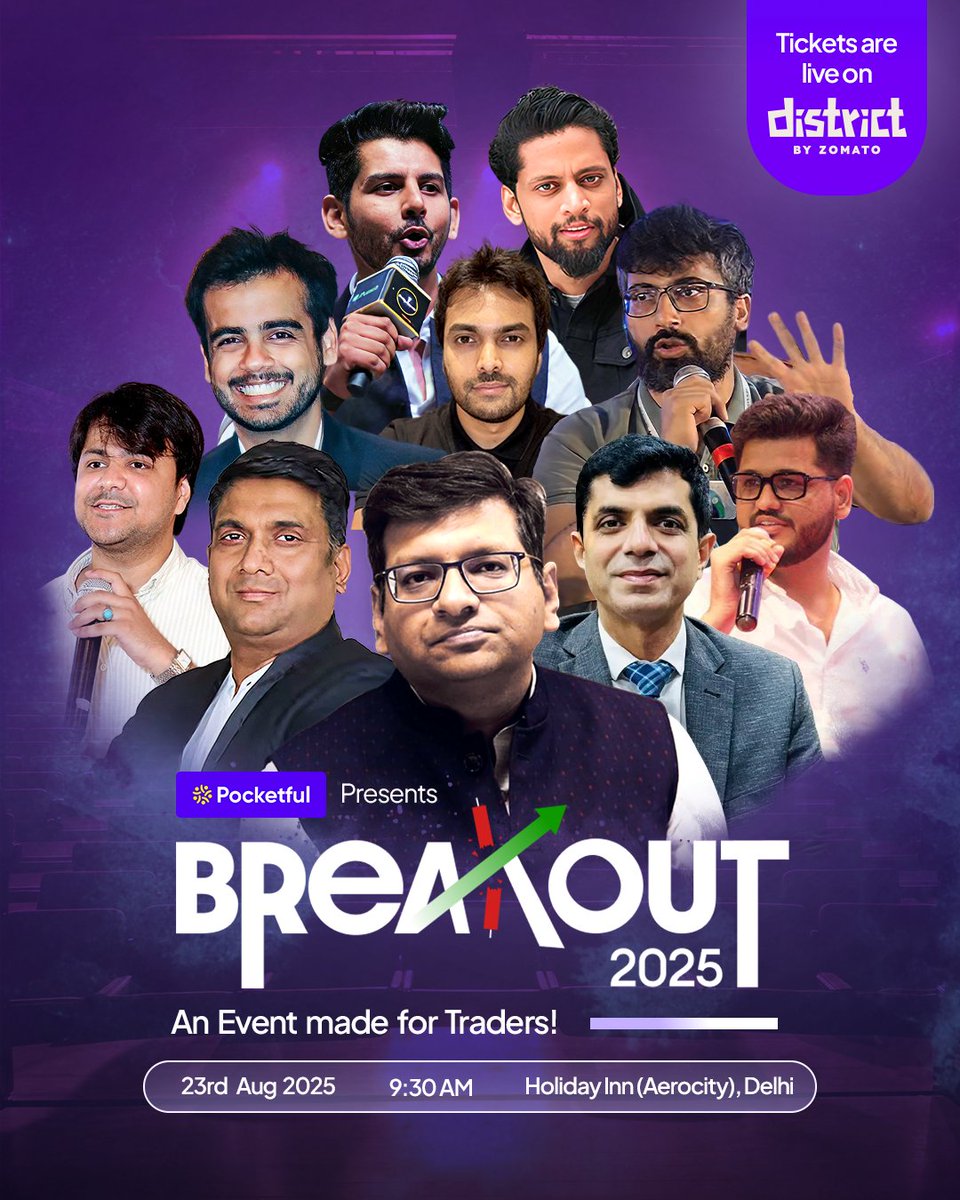The Biggest TRADING Event of the Year is HERE!

From stock market pros to chart-reading legends - BREAKOUT 2025 is bringing together the sharpest minds in the game under ONE ROOF!

📅 Date: 23rd August 2025
📍 Venue: Holiday Inn, Aerocity, Delhi
⏰ Time: 9:30 AM onwards
💳 Entry