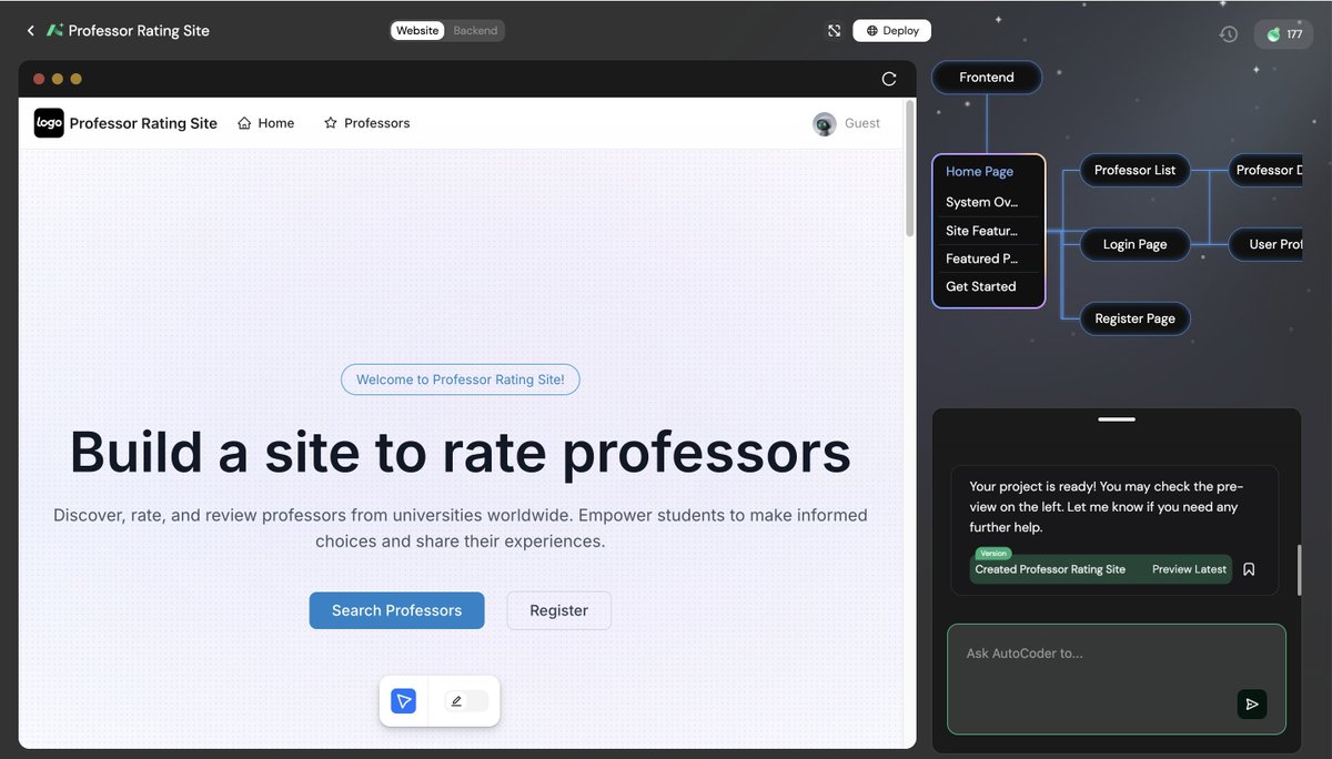 autocoder_cc's tweet image. #sitetorateprofessors It's a pain we all know that. Staring at a list of professors, trying to guess which one won't make your semester a living hell. I've been there, and honestly, I was sick of it. So, I built a site to help us all out. Now, you can try to build one with…