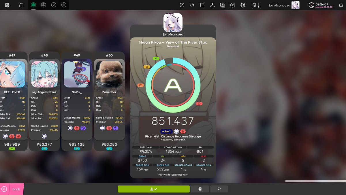 got 800pp finally!!! 900 choke missed on last streams